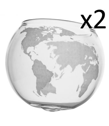 Two Globe Whiskey Glasses