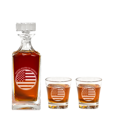 American Flag Engraved Decanter Set 