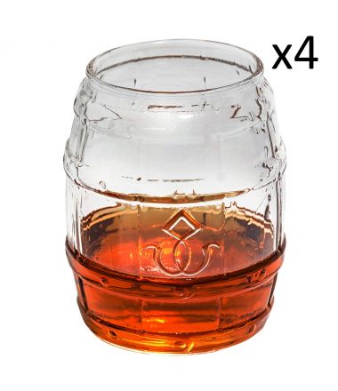 Barrel Whiskey Glasses - Set of Four