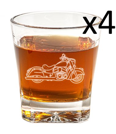 Motorcycle Whiskey Glasses - Set of Four