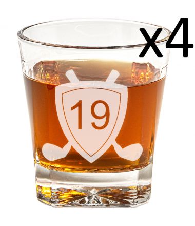 Golf Emblem Whiskey Glasses - Set of Four