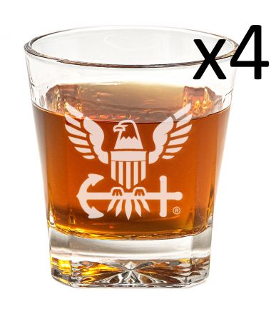 Navy Whiskey Glasses - Set of Four