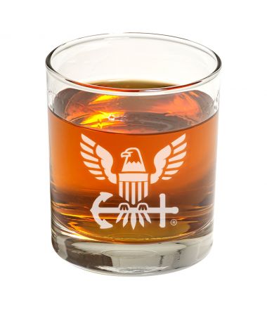Navy Engraved Exquisite Whiskey Glass (Set of Two)
