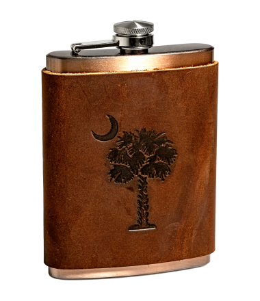 South Carolina Flag Leather Flask